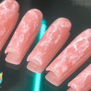 Pink & White Marble | The Nail Plug MI Luxury Press-On Nails | @thenailplugmi